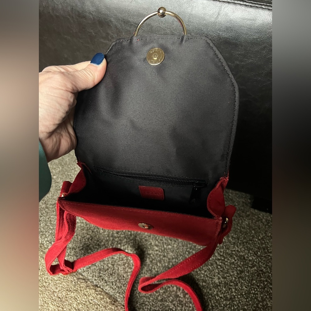 ASOS Maroon Red Suede Ring and Ball Crossbody Bag - Picture 9 of 15